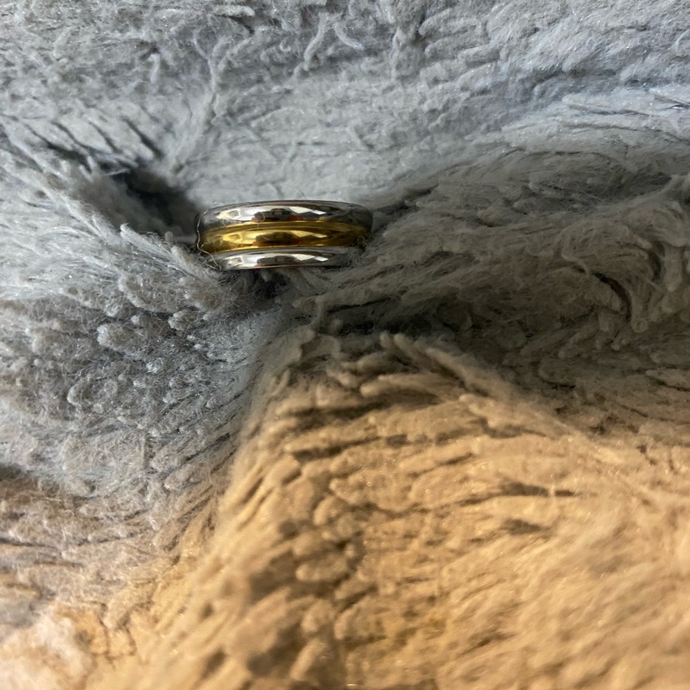 Mens high quality steel Silver and Gold Band Ring